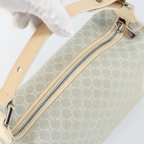 CELINE Macadam Canvas Hand Bag White Silver - Picture 6 of 12